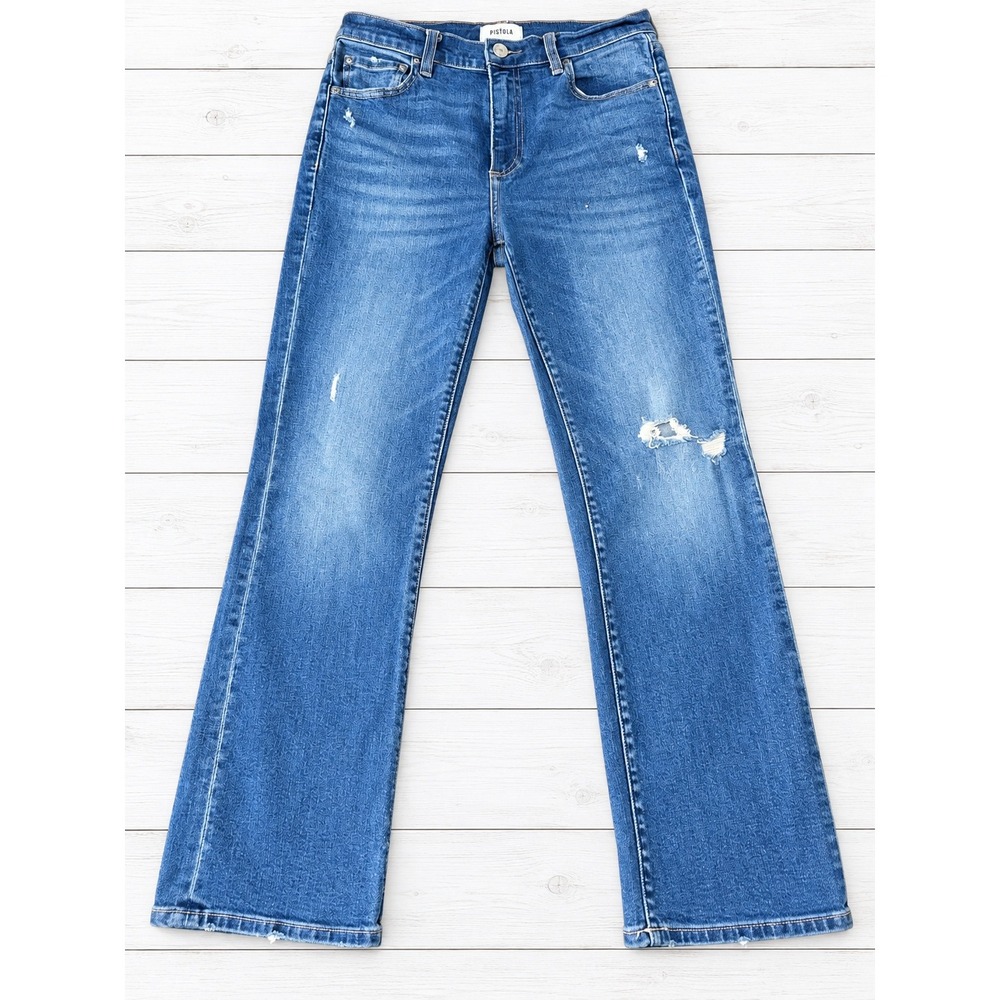Pistola Denim Distressed Straight Leg High Rise Jeans 90's Inspired Size 26